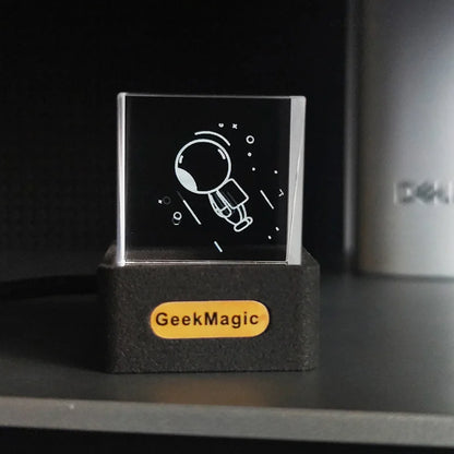 Geekmagic GIFTV Crystal Cube Photo Display Holographic Desktop Smart Weather Station Digital Clock with GIF Animations Album