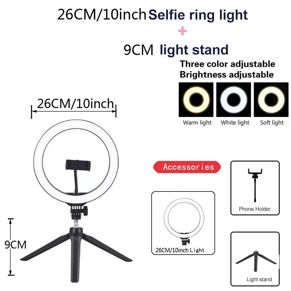 10 Inch Ring Light with Tripod Stand &amp; Phone Holder