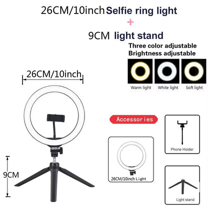Ring Light 10In 13 in with Tripod Stand & Phone Holder Selfie Ring Light 26Cm Fill Light 33Cm Studio Lighting Kit for Tiktok