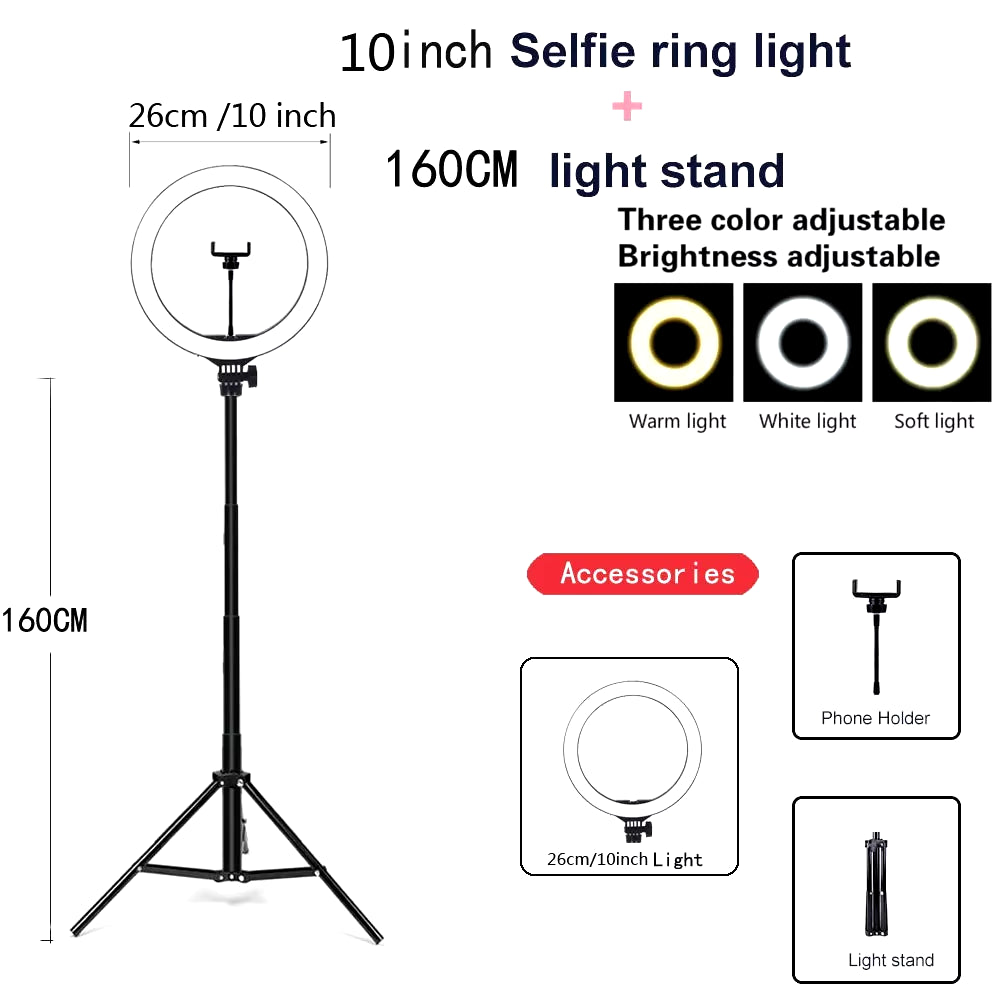 10 Inch Ring Light with Tripod Stand &amp; Phone Holder